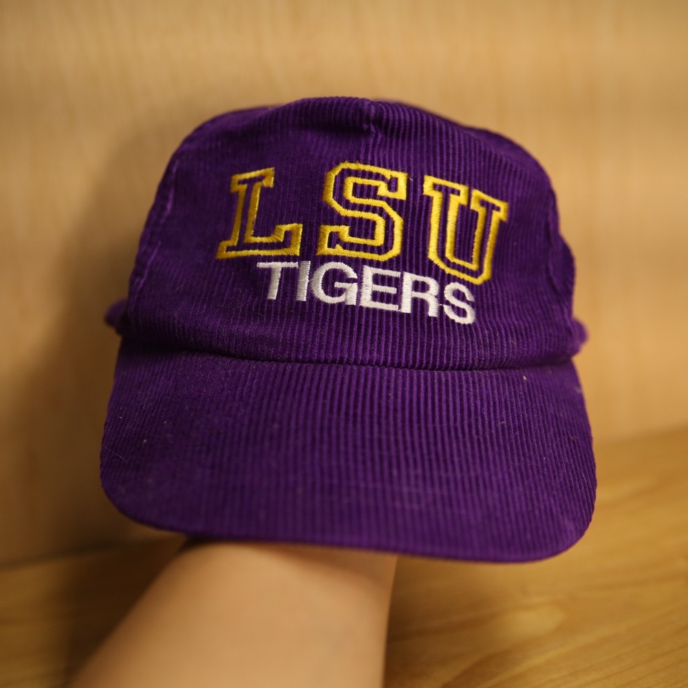 Vintage LSU Tigers Hat Purple Corduroy Snapback Cap NCAA Collegiate Embroidered